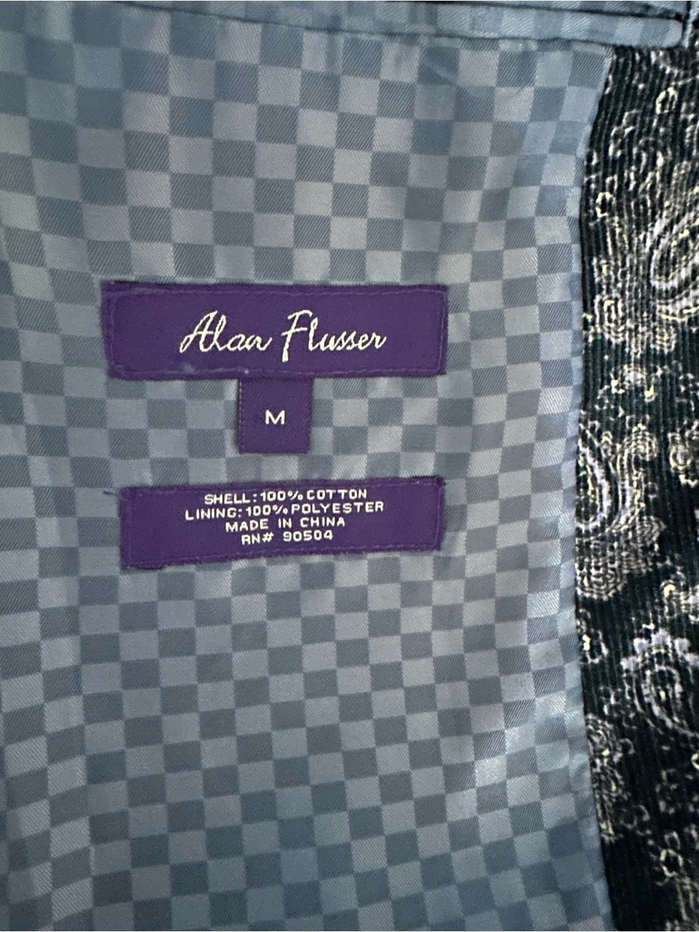 Alan Flusser Navy Paisley Corduroy Sport Coat Sz M VGUC - Picture 3 of 7